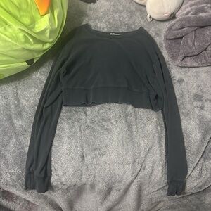 Double Zero Black Long Sleeve Crop Top